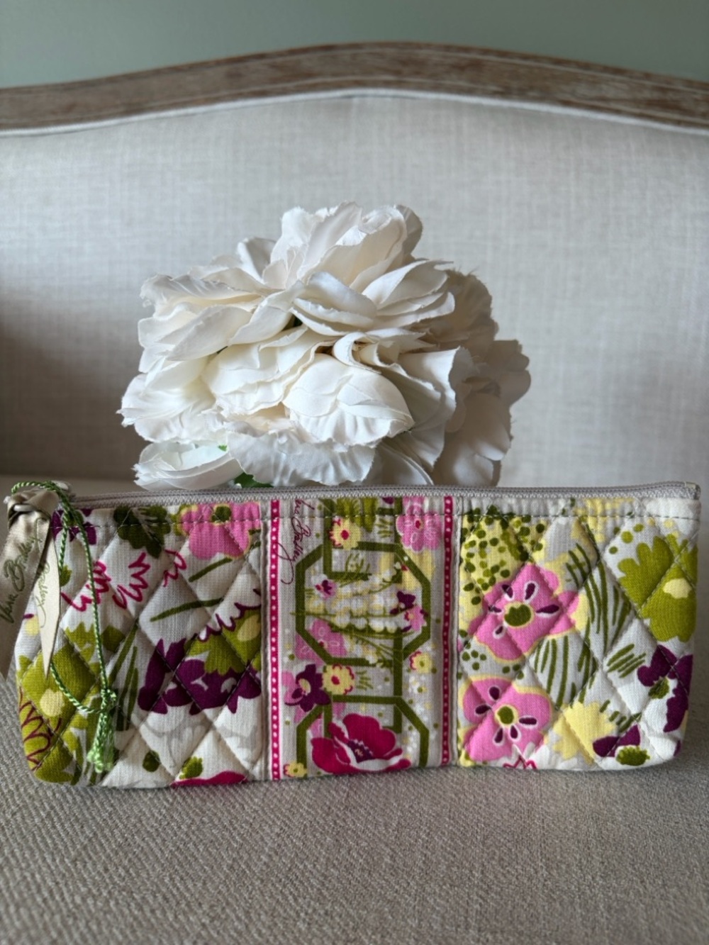 Vera Bradley Retired “Make Me Blush”Floral Quilted Long Pencil Case